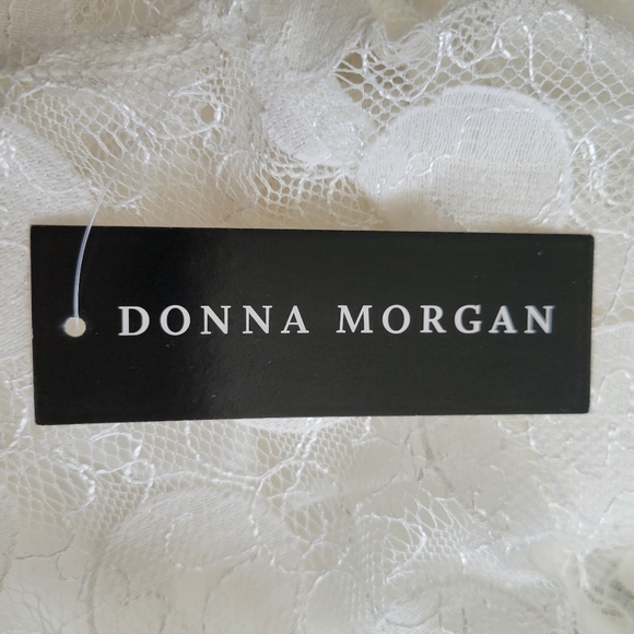 🎉HP🎉 NWT DONNA MORGAN SemiSheer Polkadot Overlay Dress Women's Sz 6 Cream - Picture 3 of 6